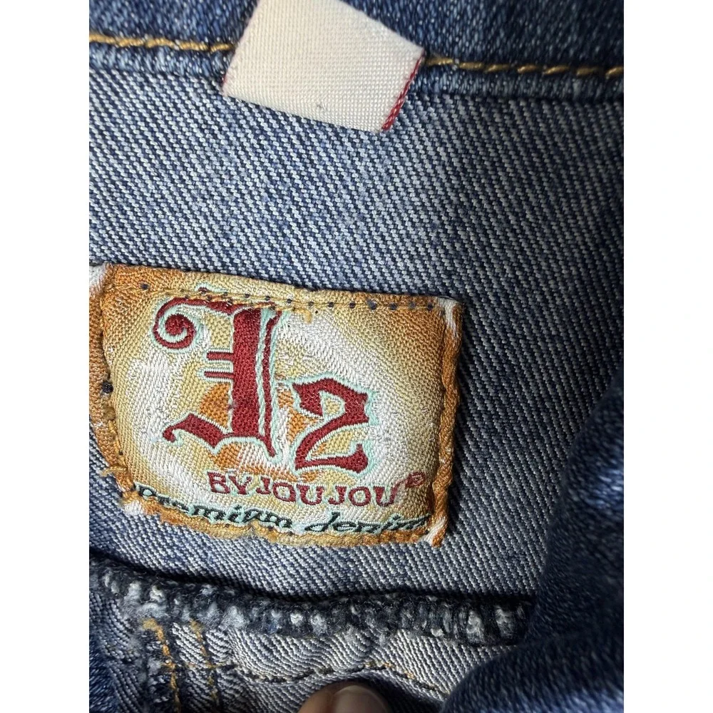 J2 By Jou Jou Denim Jacket Juniors Large Blue Button Front Pockets Casual